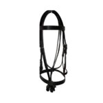 Lussoro Genuine Black Leather Horse Polo Bitless Bridle Headstall with Reins Full (Black)