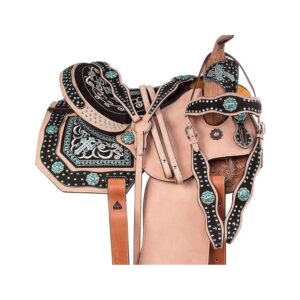 Lussoro Genuine Leather Western Horse Tack Barrel Gaited Pleasure Trail Saddles with Tack Set