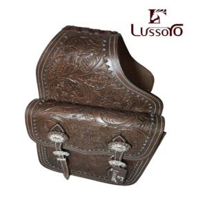 Lussoro Horse Saddle Bag/Tooled Saddle Bag/Saddle Bag Tooled with Adjustable Buckle