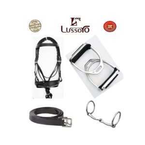 Lussoro Saddle Riding Horse Saddle | Starter Kit for Horse Riding Black 8 pcs Pack
