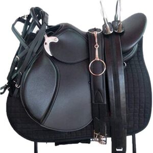 Lussoro Leather English Riding Horse Saddle Starter Kit for Horse Riding Gift Set English Jumping Handle Saddle,