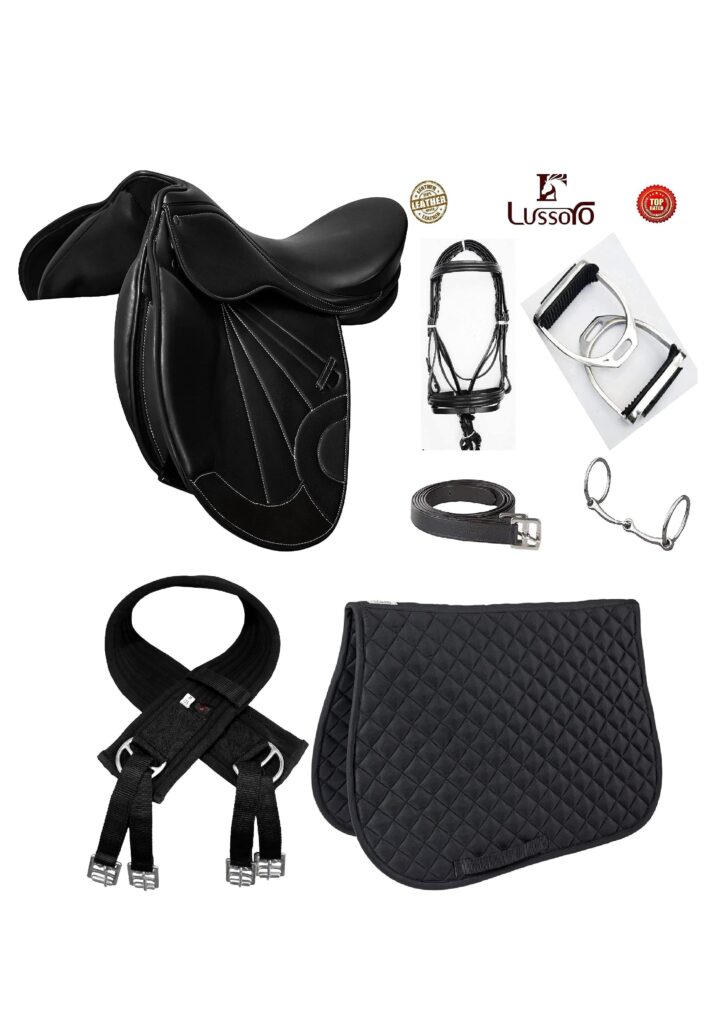 17" Handmade Leather All Purpose English Saddle - Close Contact Jumping Saddle With Tack (Matching Girth, Stirrups, Straps)