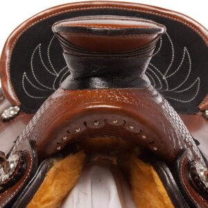 Lussoro Premium Western Leather Roping Ranch Work Horse Saddle Tack, Headstall, Breastplate & Reins with Free Saddle Pad