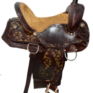 Lussoro Premium Leather Western Barrel Racing Adult” Horse Saddle Tack, Size 14 to 16″ Inches Seat Available, All Accessories Included