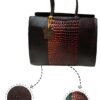 Womens Leather Handbag Leather Crocodile-Embossed Pattern With Top Handle Large Shoulder Bags Handbags - Image 6